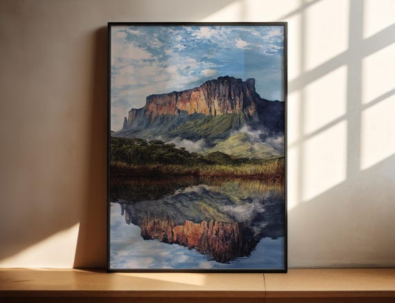 Mount Roraima Watercolor Art Pacaraima Travel Print Brazil Artwork Decor Wall