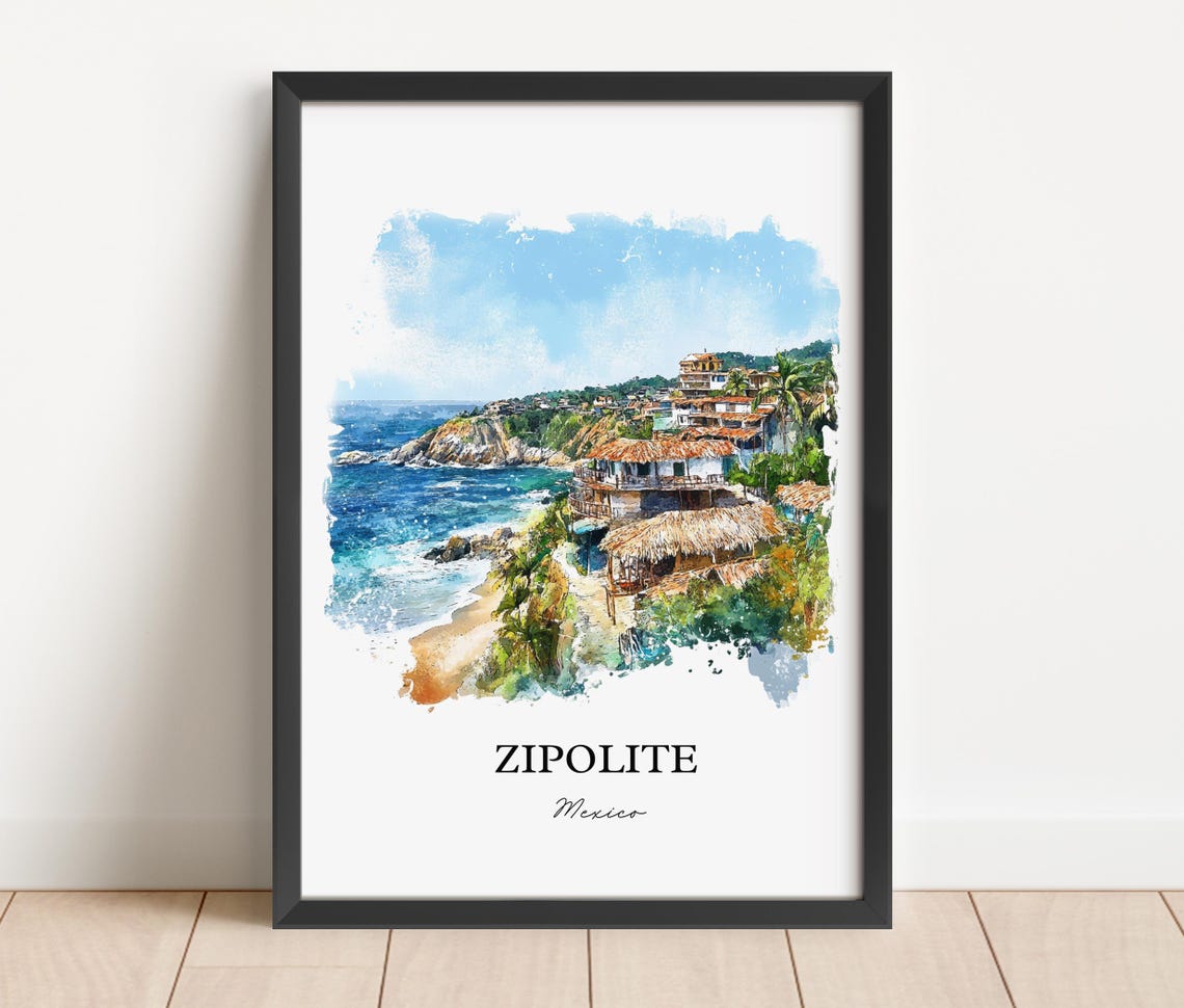 Zipolite Wall Art Mexico Print Watercolor Oaxaca Gift Travel Poster Housewarming - Image 5