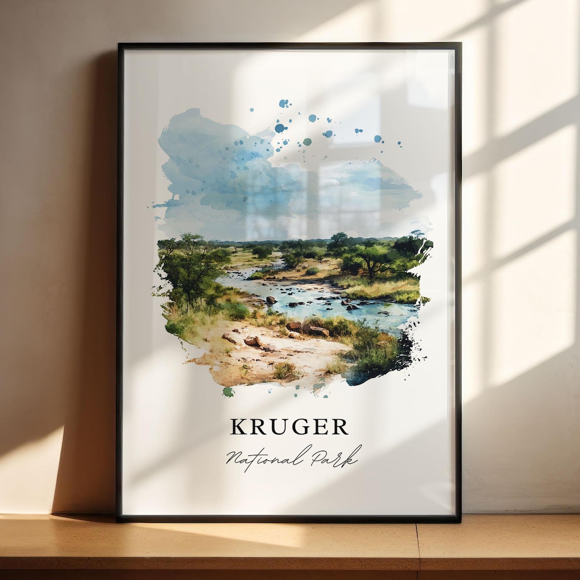 Kruger National Park Bushveld River Watercolor Safari Poster - Image 2