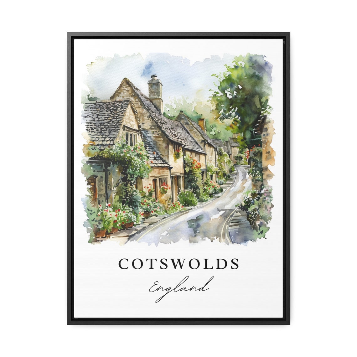Cotswolds England Watercolor Travel Poster, Art Print - Image 3