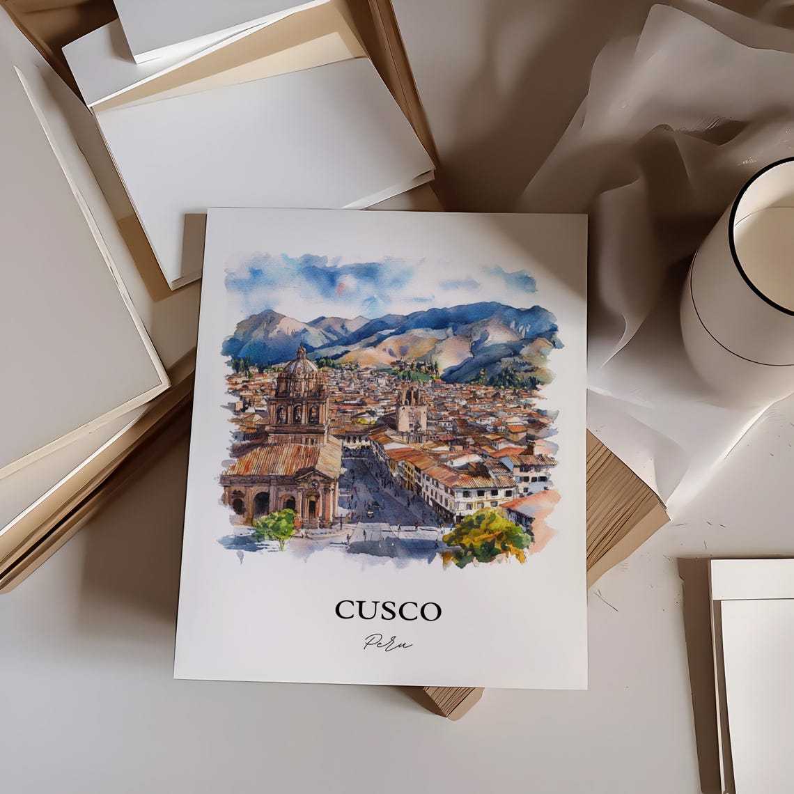 Cusco Peru Wall Art Print Watercolor Gift Travel Poster Housewarming - Image 3