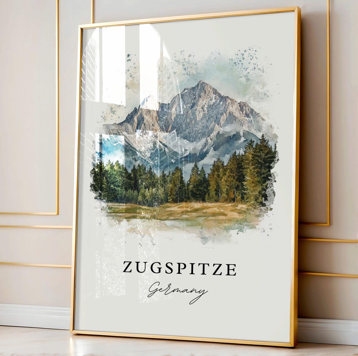 Zugspitze Watercolor Travel Poster, Germany Mountains - Image 4