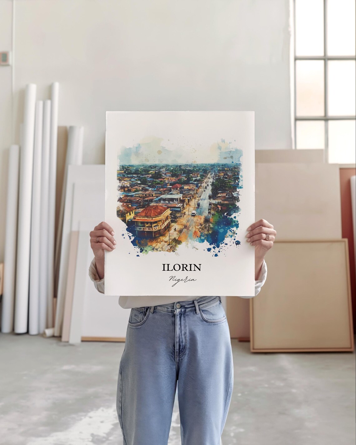 Ilorin Nigeria Watercolor Cityscape African Street Art Poster - Image 5