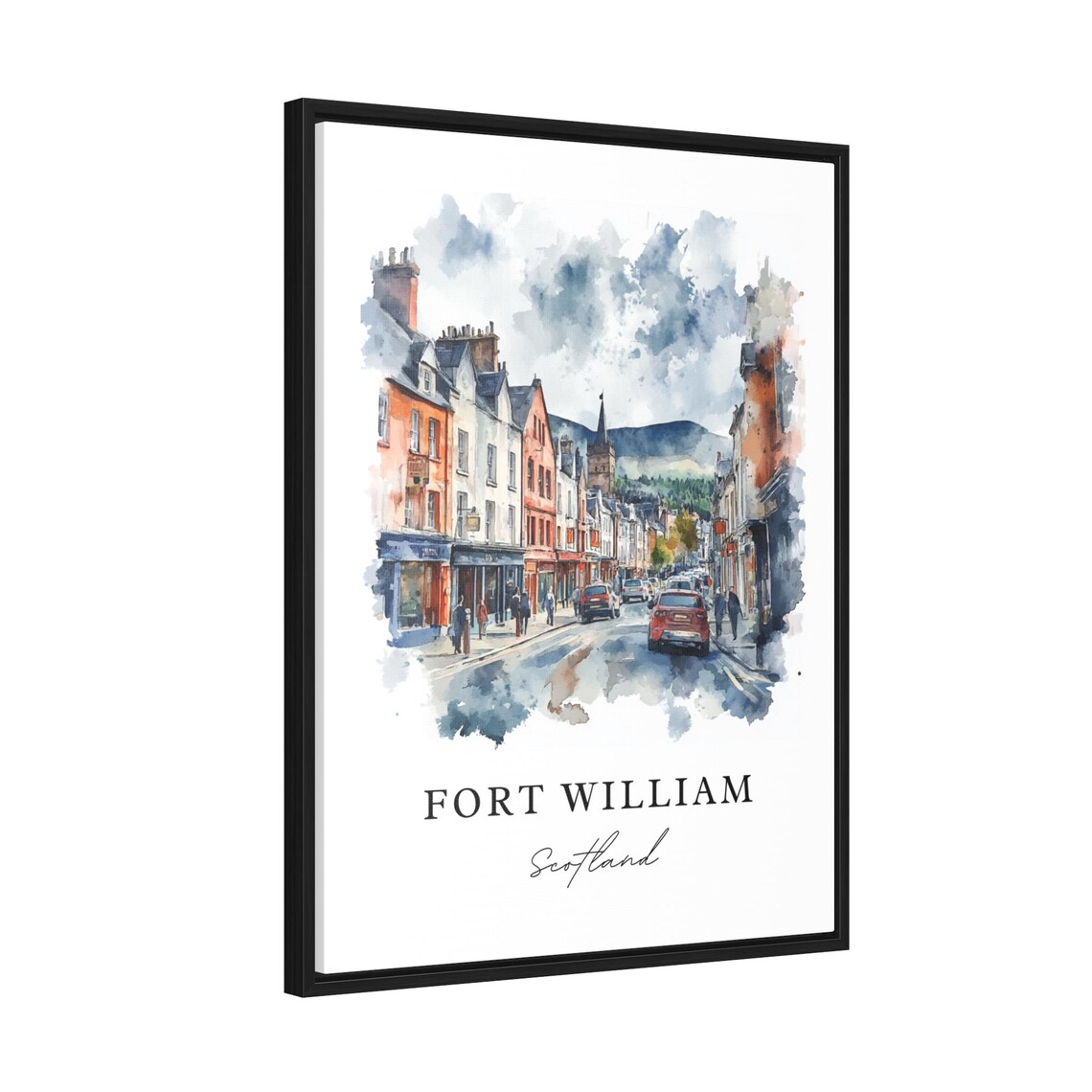 Fort William Scotland Highland Town Street Watercolor Art Poster - Image 2