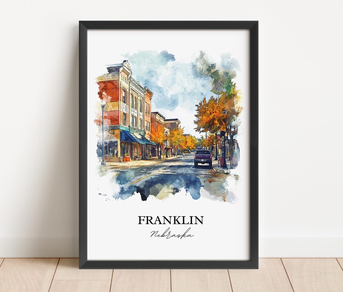 Franklin Nebraska Historic Street Watercolor Travel Gift Poster - Image 3