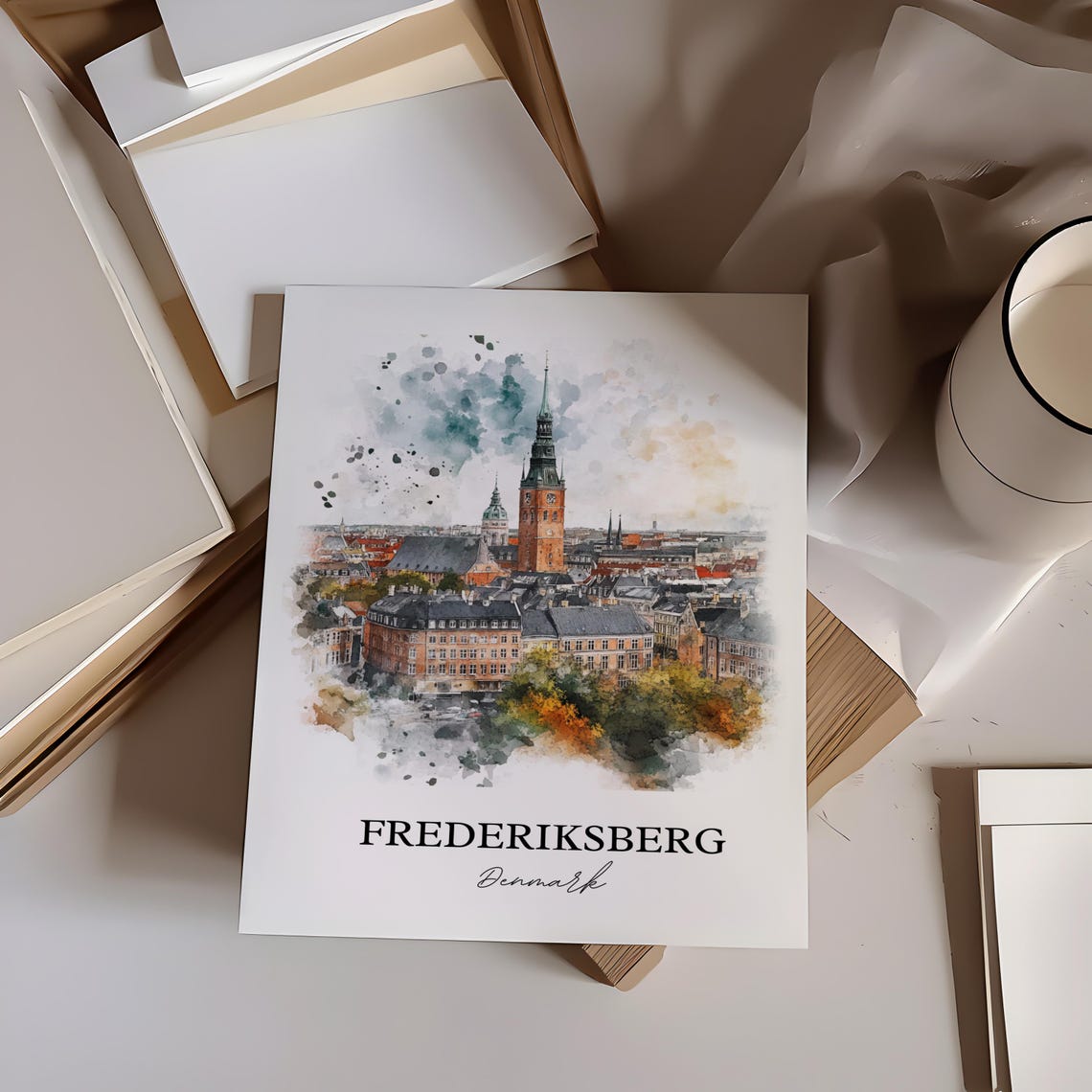 Frederiksberg Denmark Watercolor Travel Poster - Image 3