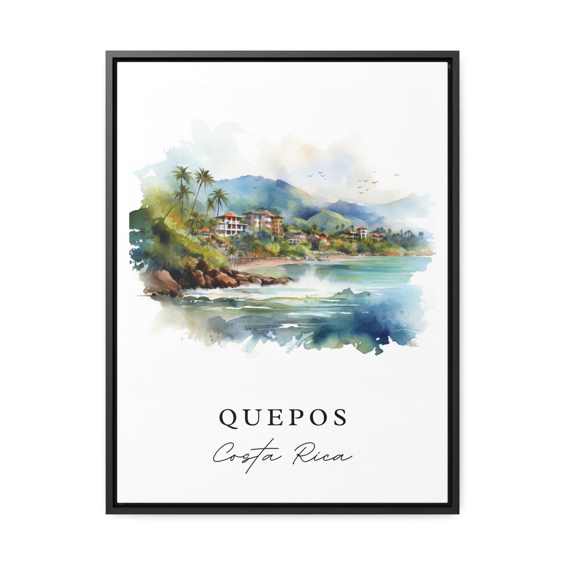 Quepos Costa Rica Palm Beach Resort Watercolor Travel Gift Poster - Image 2