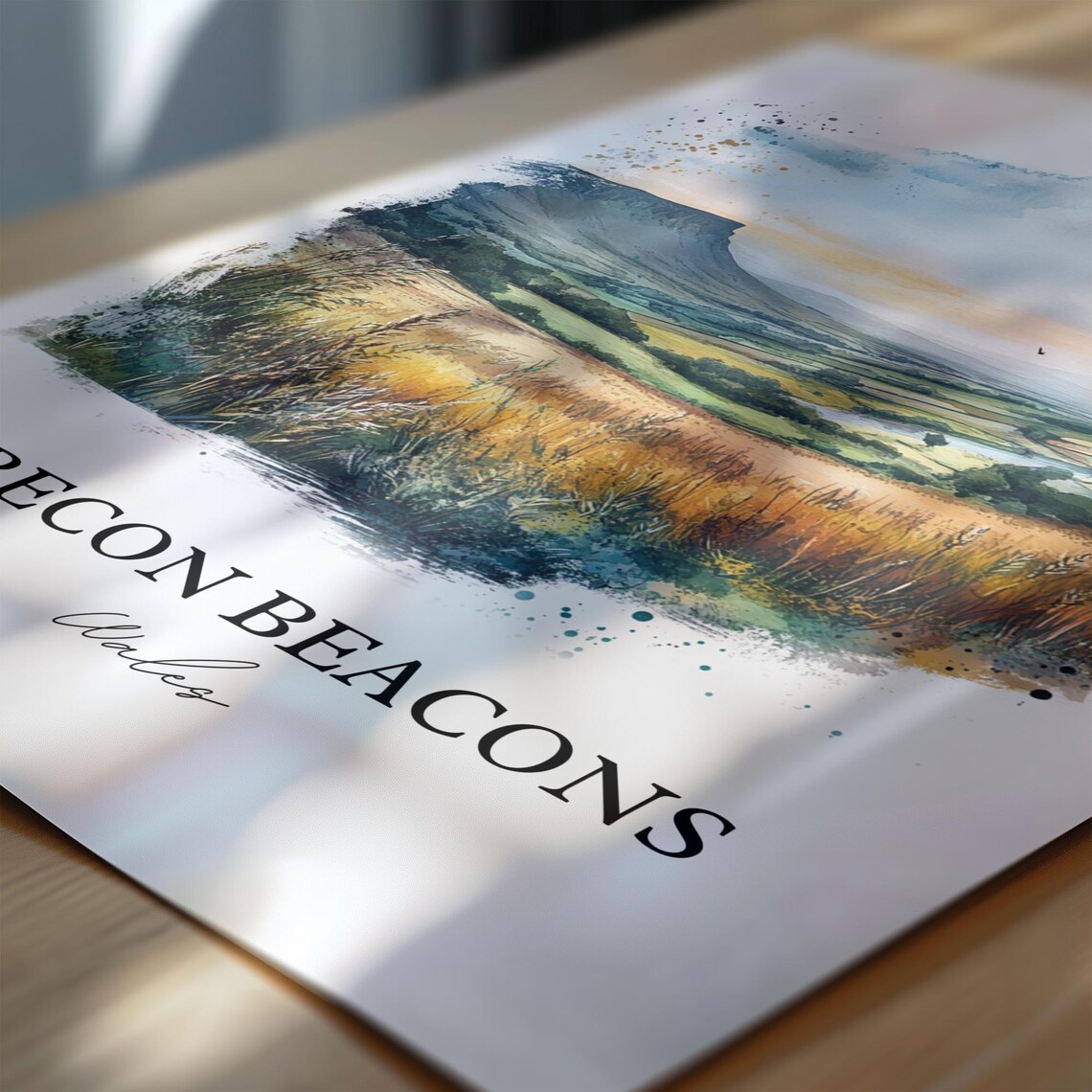 Brecon Beacons Wales Moorland Hill Watercolor Landscape Poster - Image 6