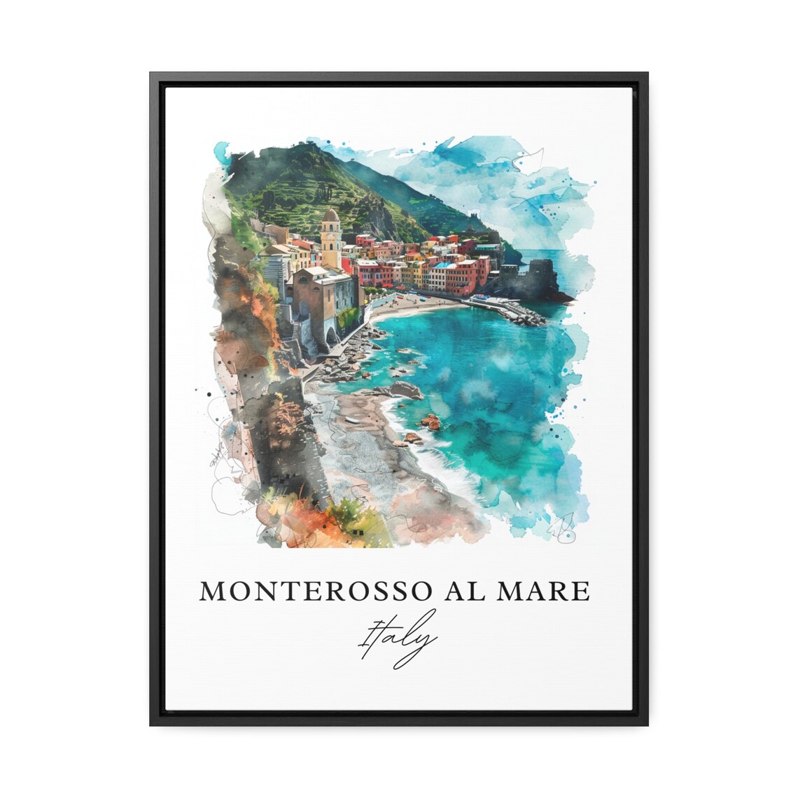 Monterosso Al Mare Cinque Terre Watercolor Italy Travel Poster - Image 3
