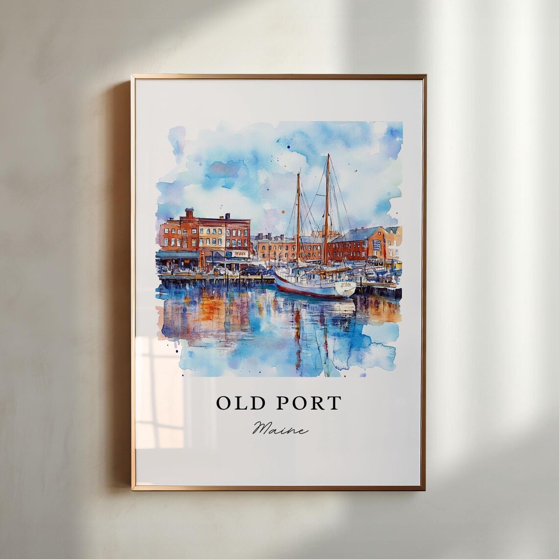 Old Port Portland Watercolor Travel Poster