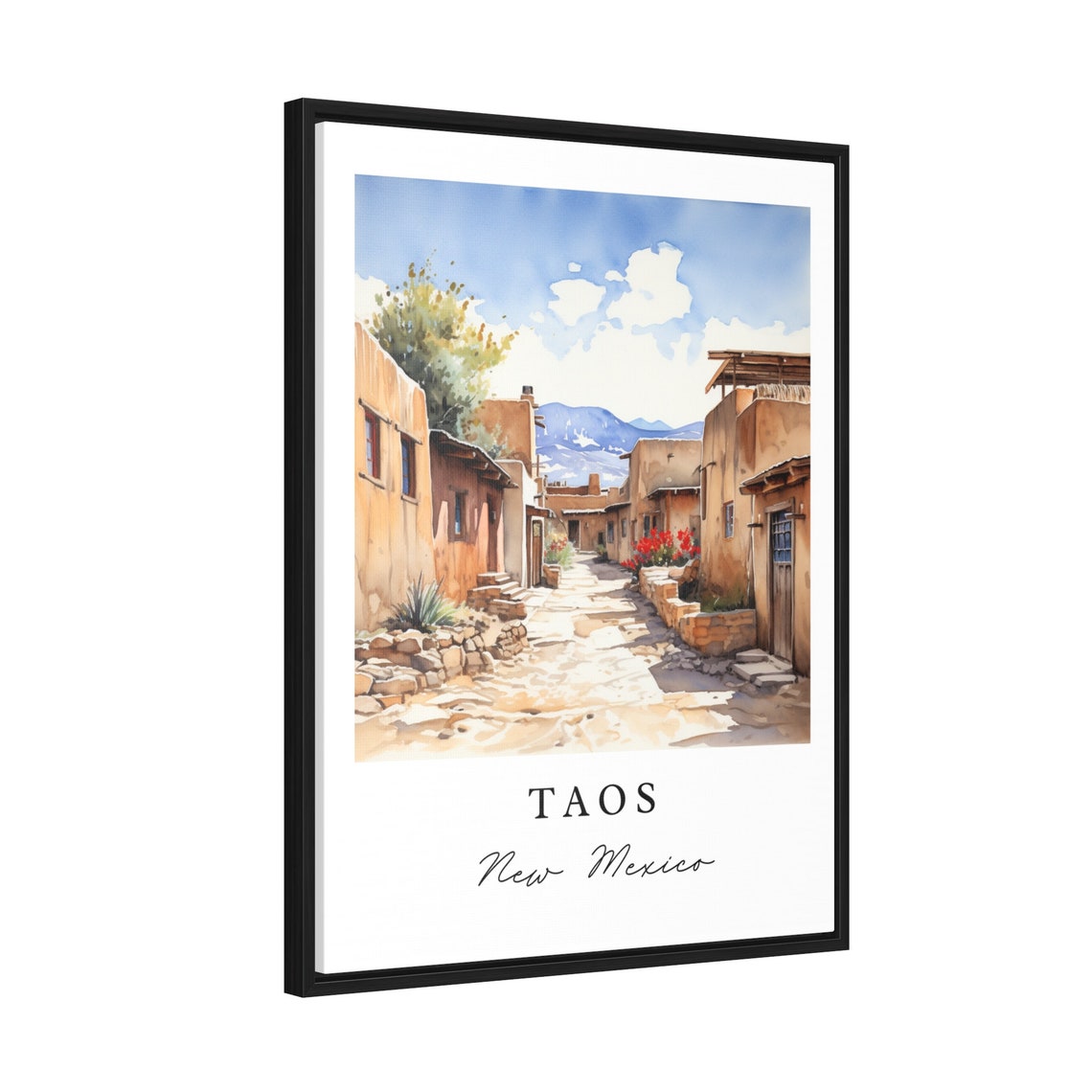 Taos Traditional Travel Art New Mexico Poster Print Wedding Gift Birthday Present Custom Text Perfect - Image 2