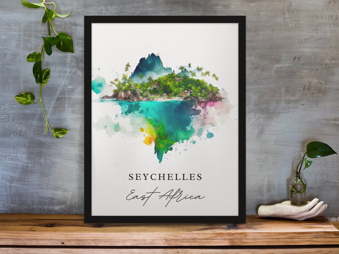 Seychelles Traditional Travel Poster, Personalized Text - Image 2