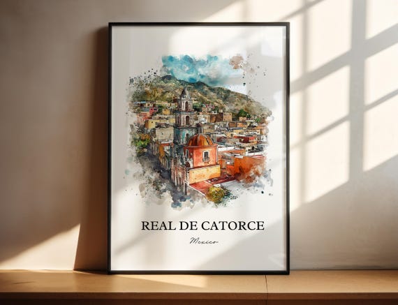 Real De Catorce Wall Art San Luis Potos Print Mexico Watercolor Mx Gift Travel Poster Housewarming