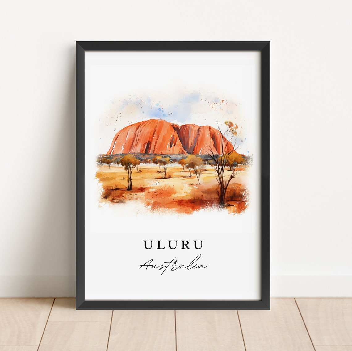 Uluru Australia Sacred Red Rock Desert Watercolor Travel Print - Image 3