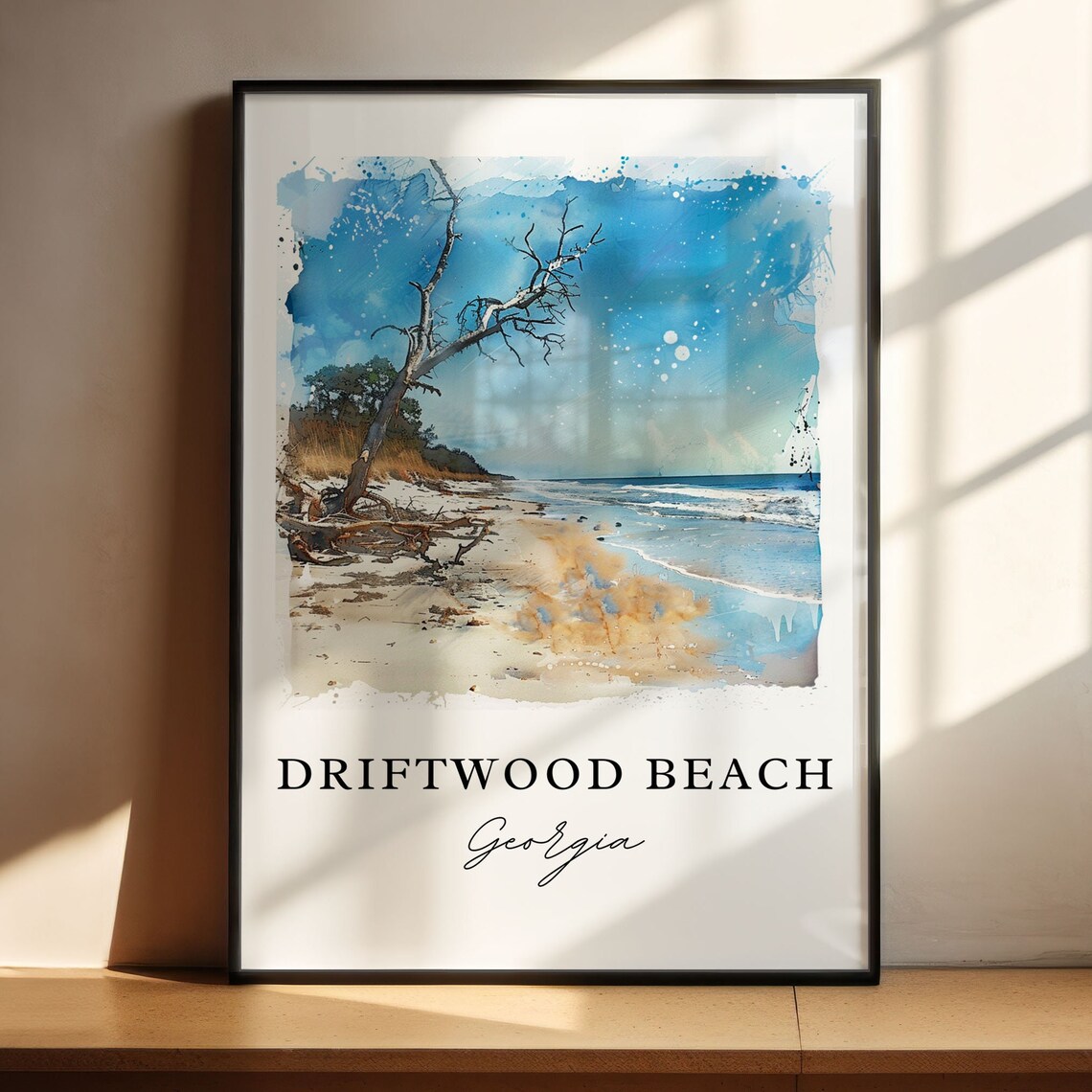 Driftwood Beach Georgia Jekyll Island Watercolor Travel Art Print