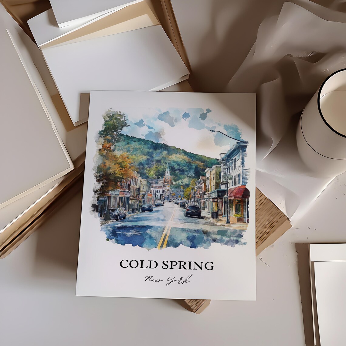 Cold Spring New York Main Street Village Watercolor Travel Poster - Image 3