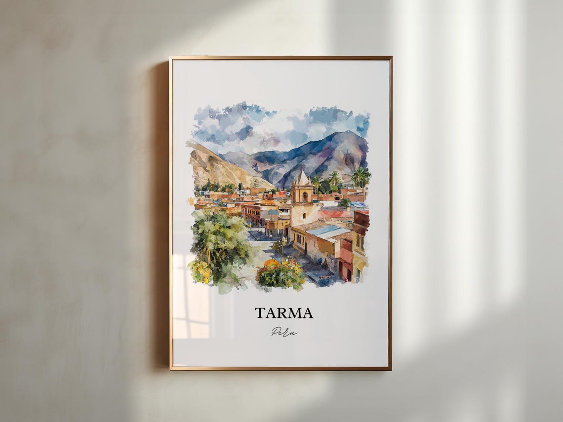 Tarma Peru Watercolor Colonial Church Andean Valley Travel Poster - Image 5