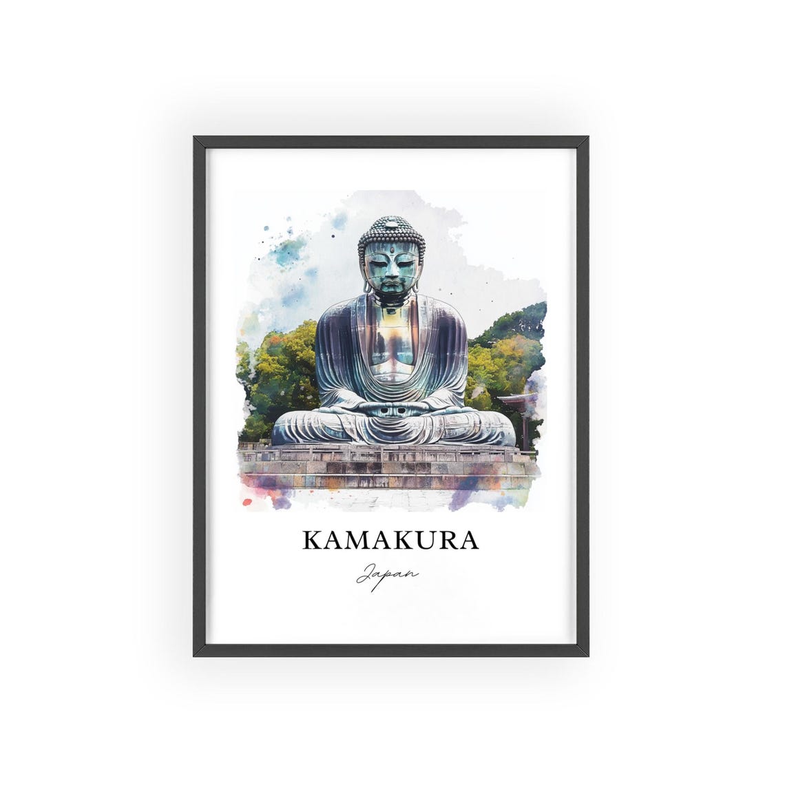 Kamakura Giant Buddha Watercolor Travel Poster - Image 3
