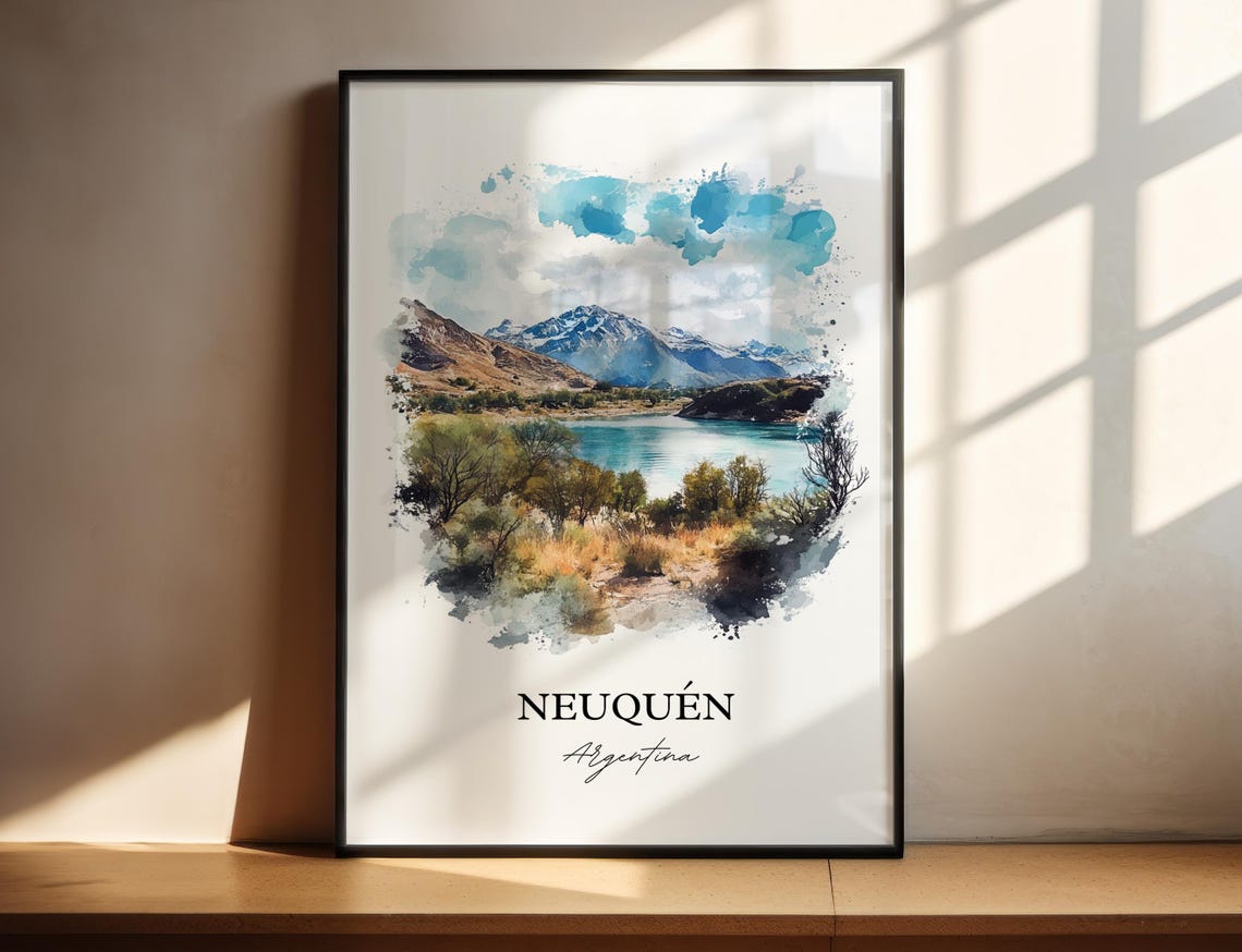 Neuqun Wall Art Confluencia Dept Print Argentina Watercolor Gift Travel Poster Housewarming