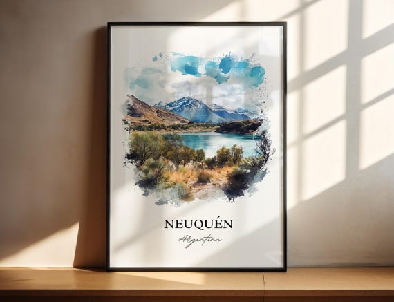 Neuqun Wall Art Confluencia Dept Print Argentina Watercolor Gift Travel Poster Housewarming