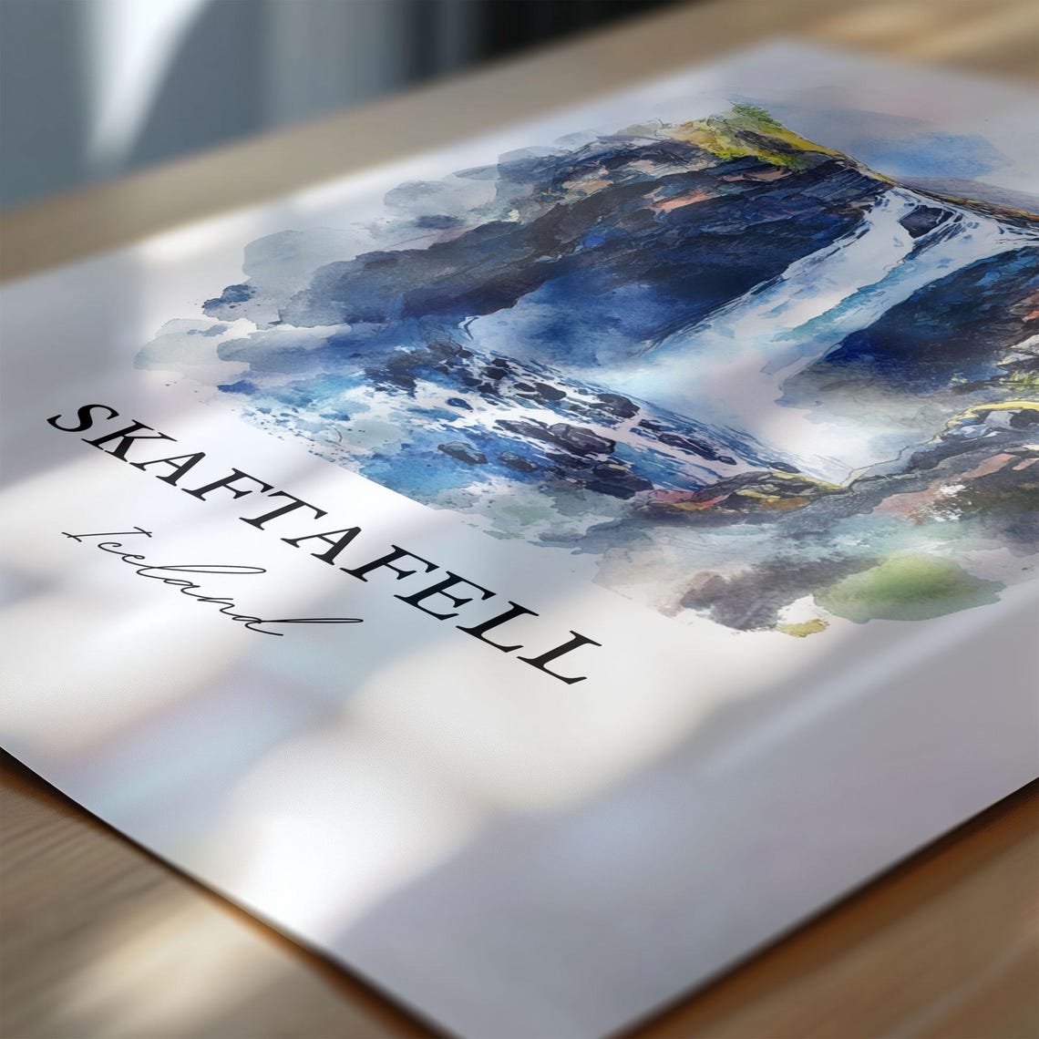 Skaftafell Iceland Waterfall Canyon Watercolor Travel Poster - Image 5