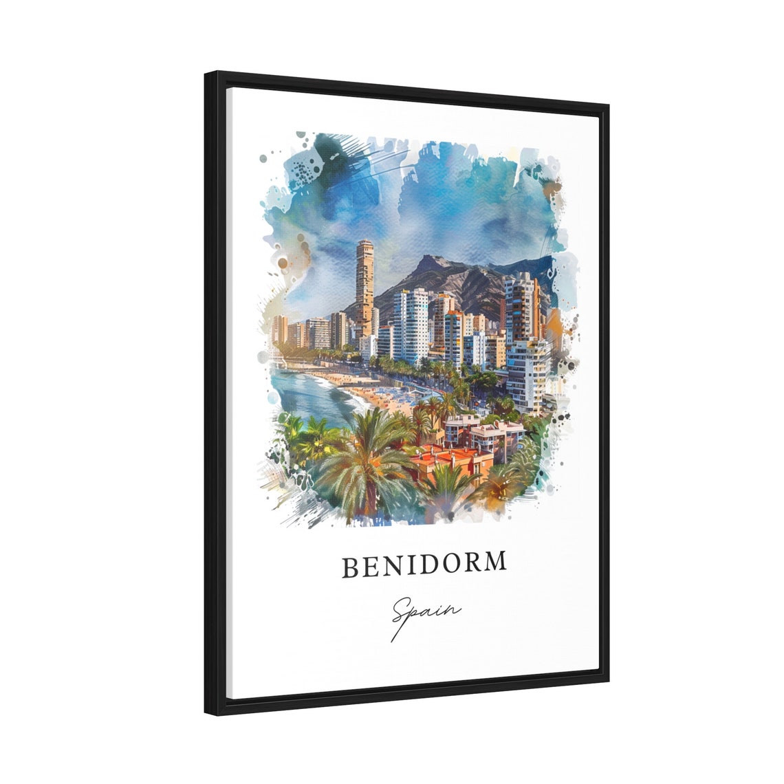 Benidorm Spain Beach Skyline Watercolor Resort Travel Poster - Image 2