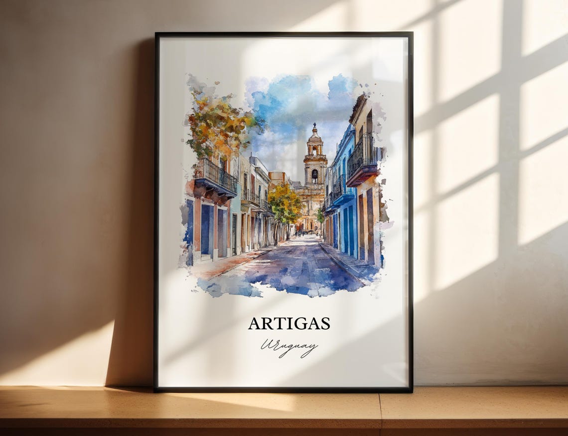 Artigas Uruguay Watercolor Travel Poster, Art Print