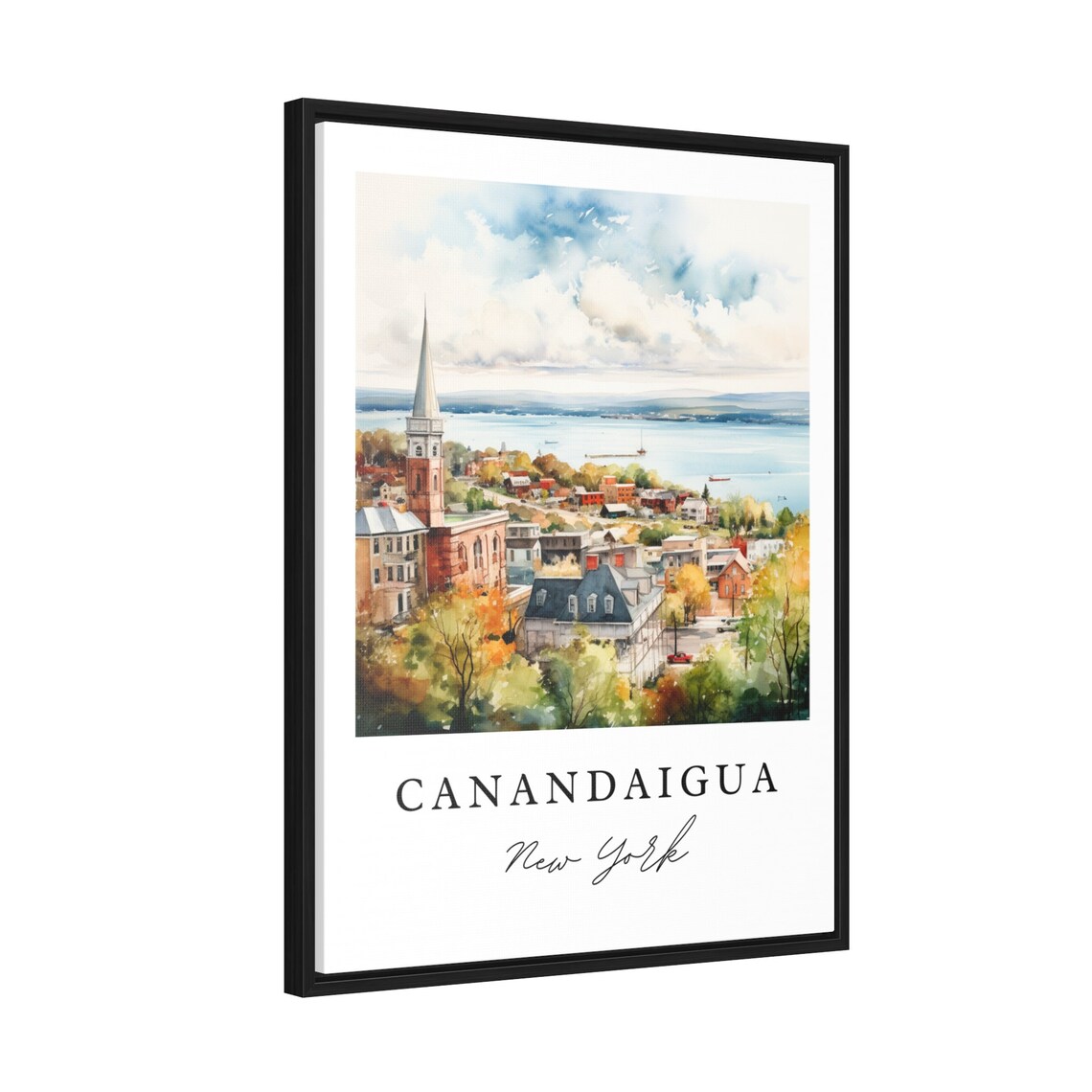 Canandaigua New York Finger Lakes Town Watercolor Lakeside Art Poster - Image 2