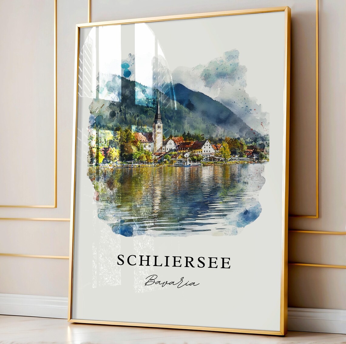 Schliersee Bavaria Alpine Lake Village Watercolor Travel Poster - Image 4