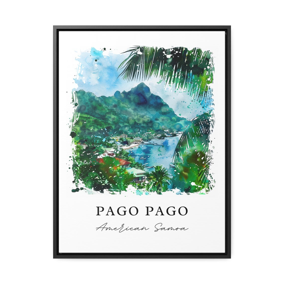Pago Pago American Samoa Watercolor Harbor Island Travel Poster - Image 3