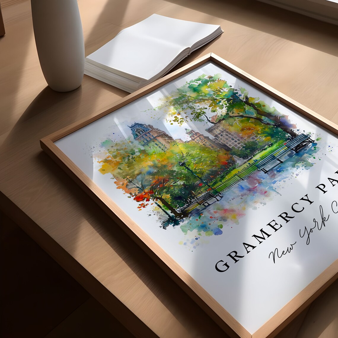 Gramercy Park New York City Green Urban Oasis Watercolor Poster - Image 5