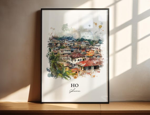 Ho Ghana Wall Art Volta Region Print Watercolor Gift Travel Poster Housewarming
