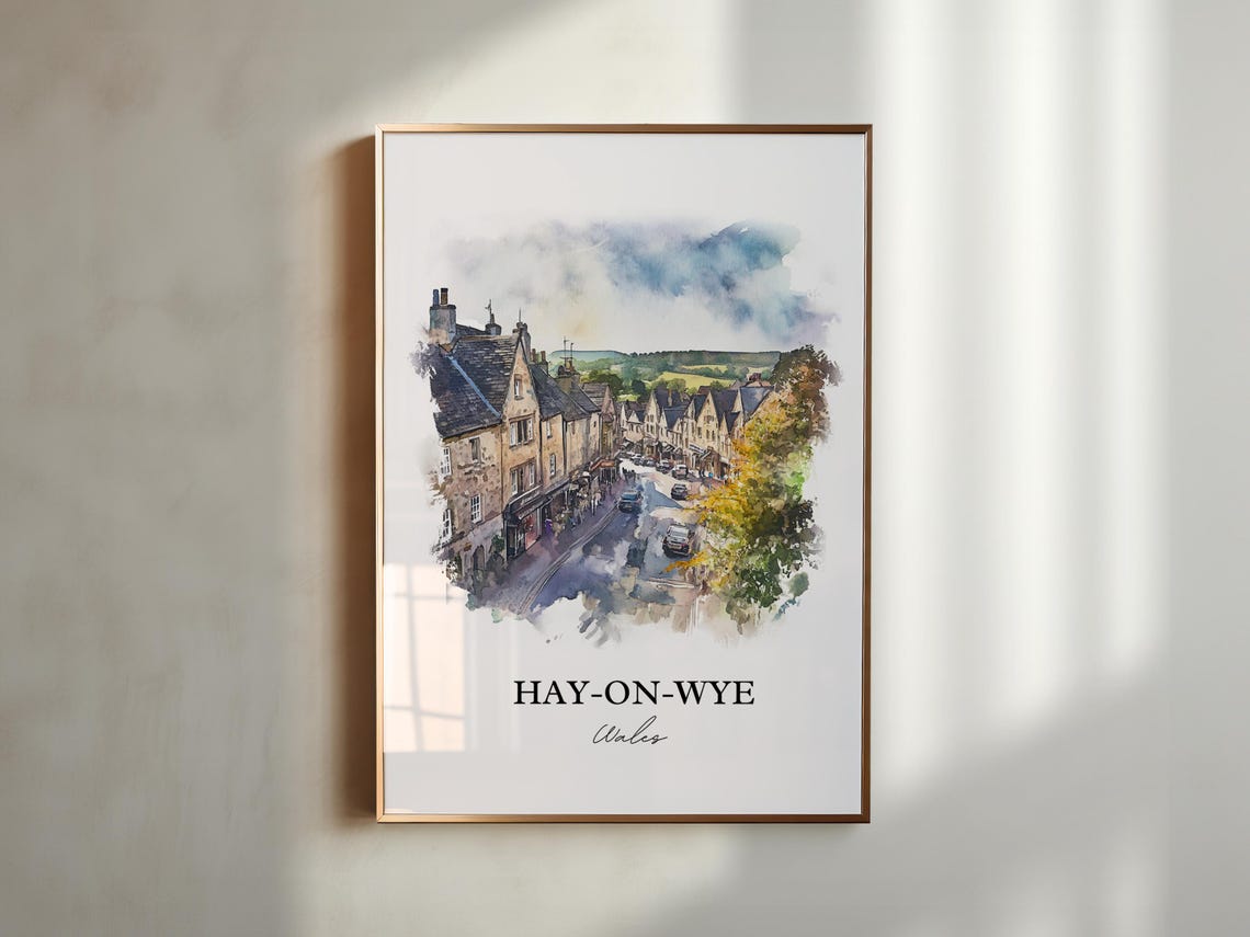 Hayonwye, Wales Watercolor Travel Poster, Housewarming - Image 4