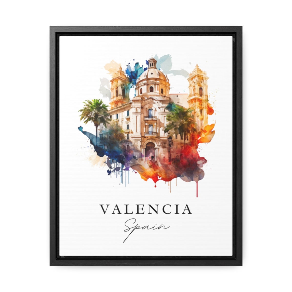 Valencia Spain Travel Poster, Custom Text Art Print - Image 2