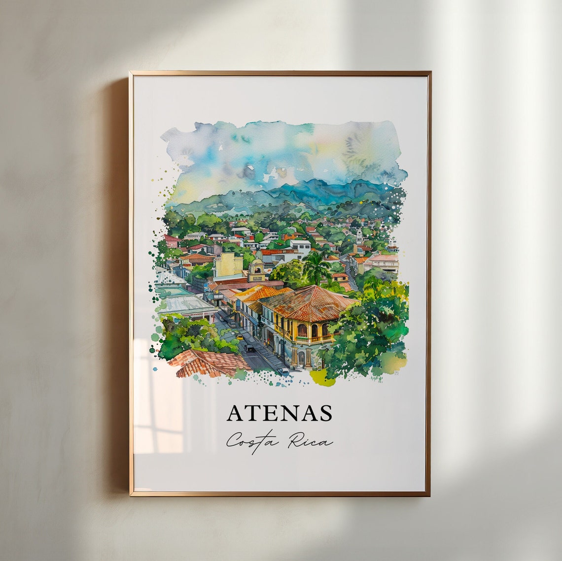 Atenas Costa Rica Wall Art Atenas Print Atenas Cr Watercolor Alajuela Costa Rica Gift Travel Print Travel Poster Housewarming Gift