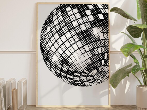 Funky Disco 70s Print Retro Wall Art Artwork Luxury Mirrorball Disco Ball Disco Print Disco Poster Gallery Wall Art Prints