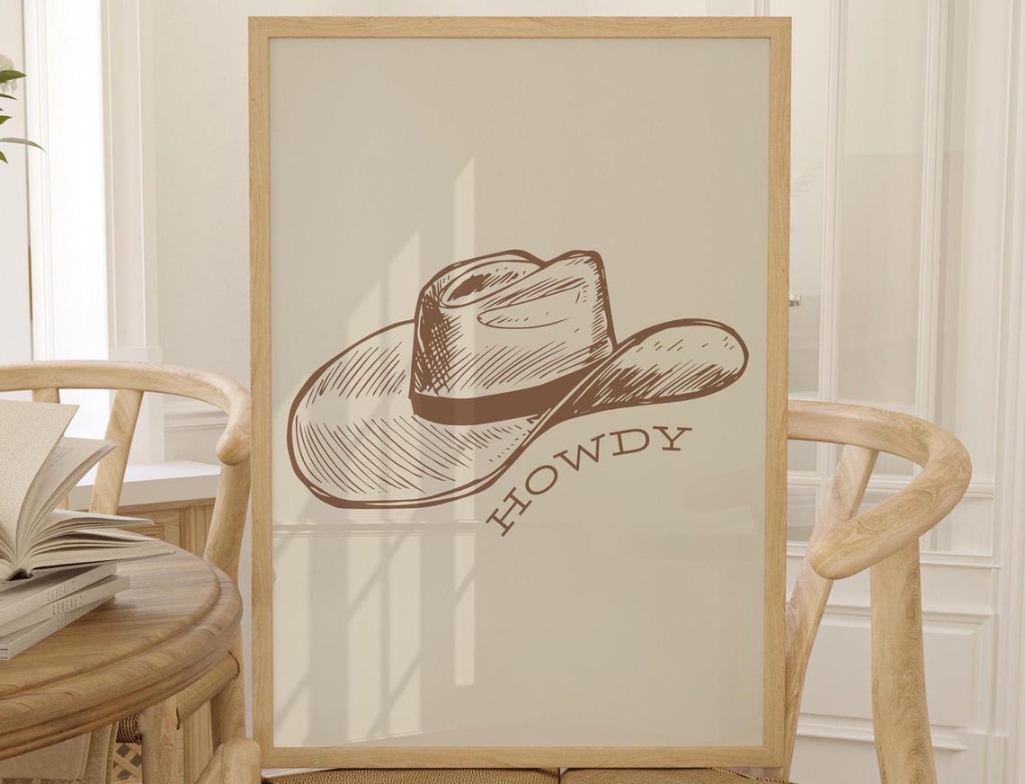 Texas Girl Western Wall Art Cowboy Boho Decor Gift For Her Trendy Boho Illustration Bohemian Prints Gallery Wall Western Nursery Howdy Art