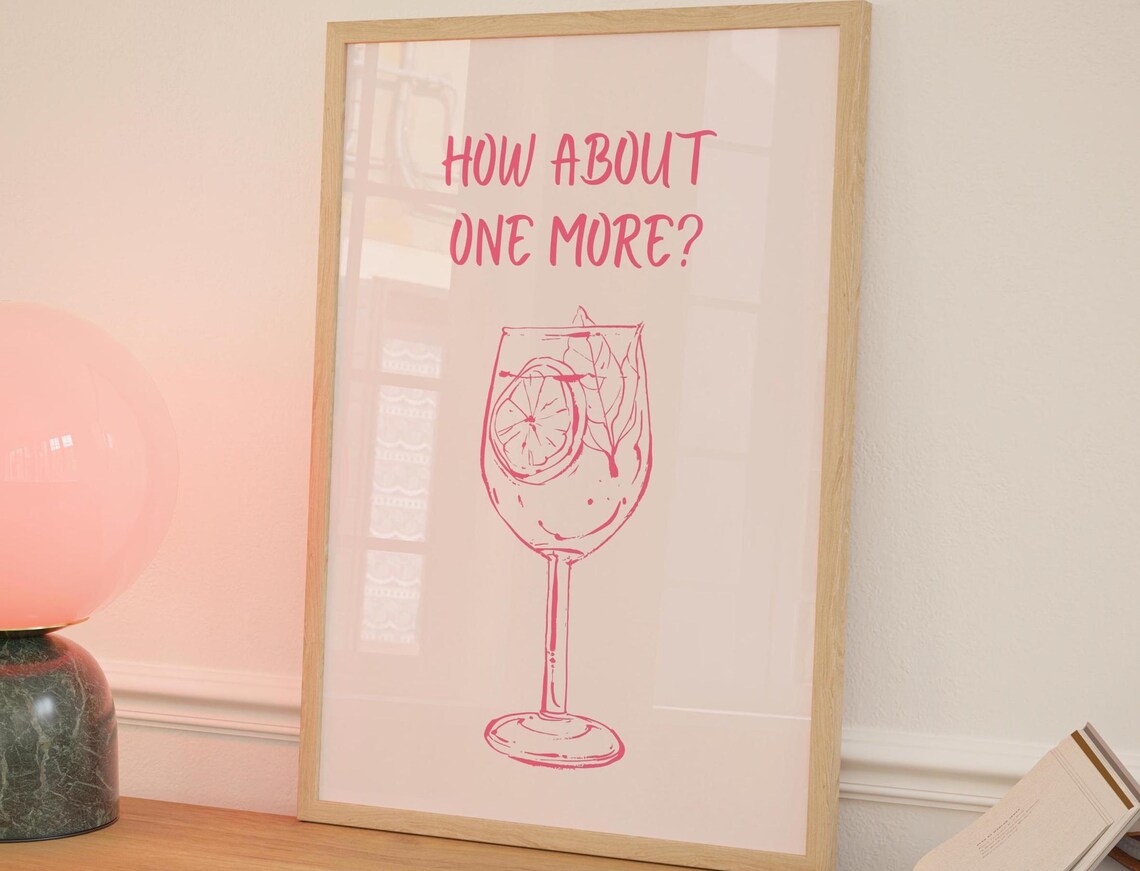 Guest Check Bar Cart Decor, Retro Gallery Wall Art