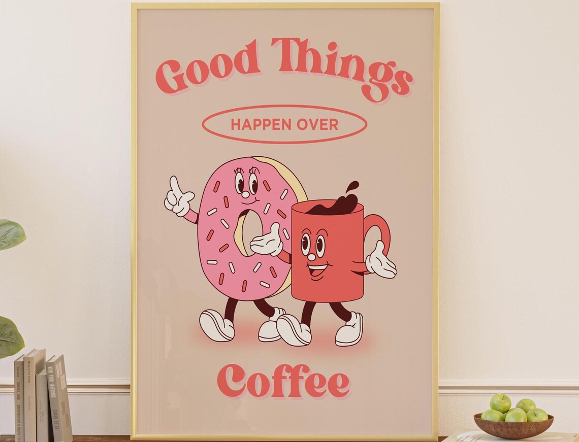 Coffee Print, Retro Kitchen Decor Poster