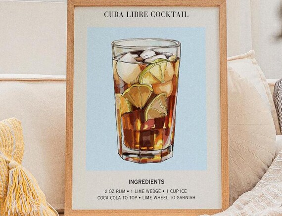 Bar Cart Print Cocktail Poster Wedding Party Signature Drink Sign Trendy Wall Minimalist Elegant Sophisticated Retro Libre Art