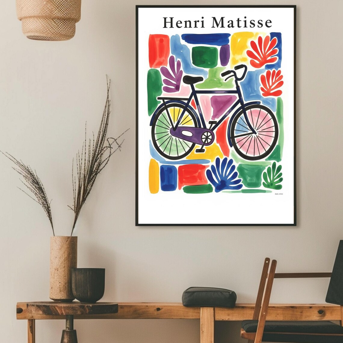 Henri Matisse Style Bicycle Abstract Colorful Organic Shapes Print