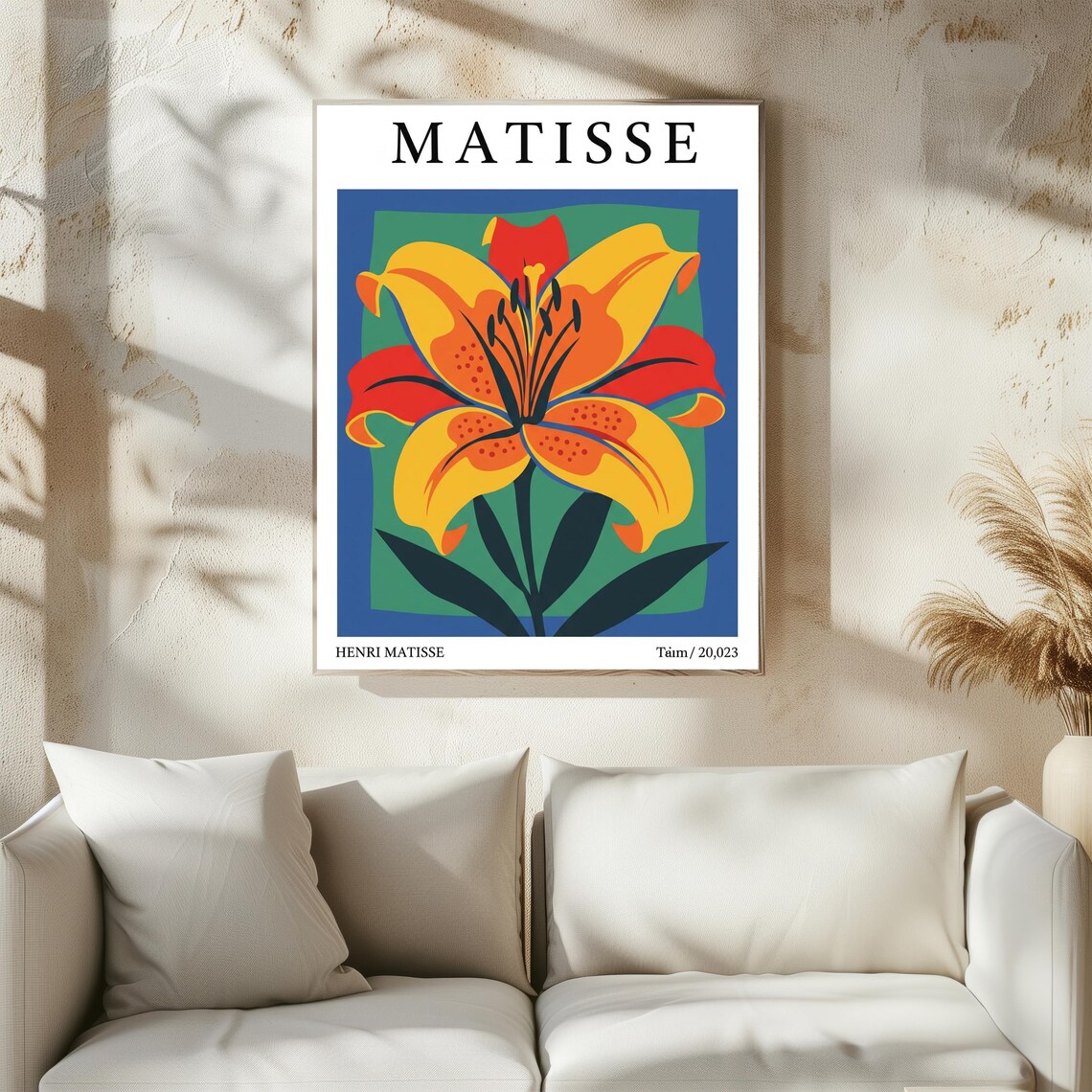 Matisse Inspired Bold Orange Tiger Lily Gallery Botanical Art Print