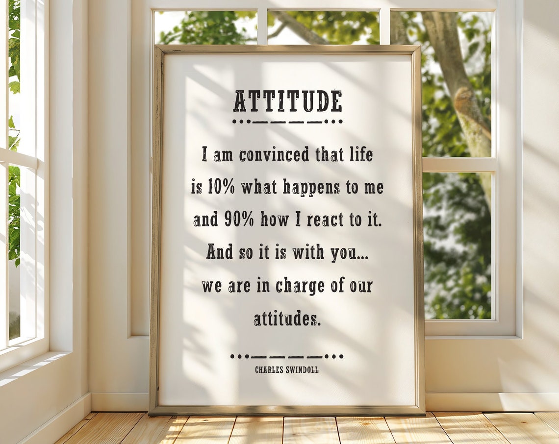Attitude Charles Swindoll Inspirational Quote Typography Poster - Image 2