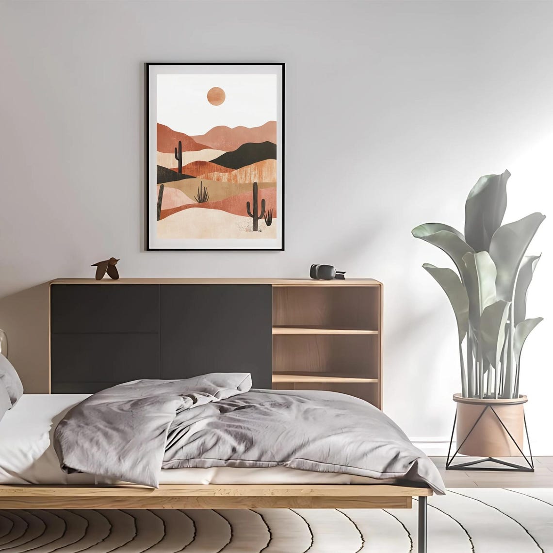 Minimalist Terracotta Desert Dunes Cactus Boho Bedroom Poster