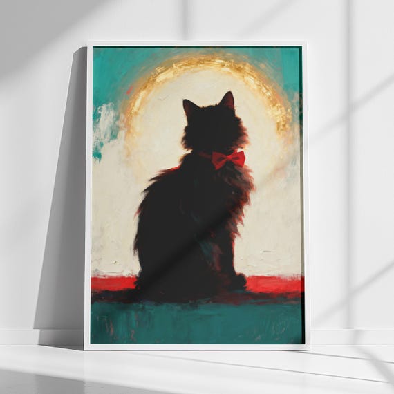 Black Cat Wall Art, Poster Print