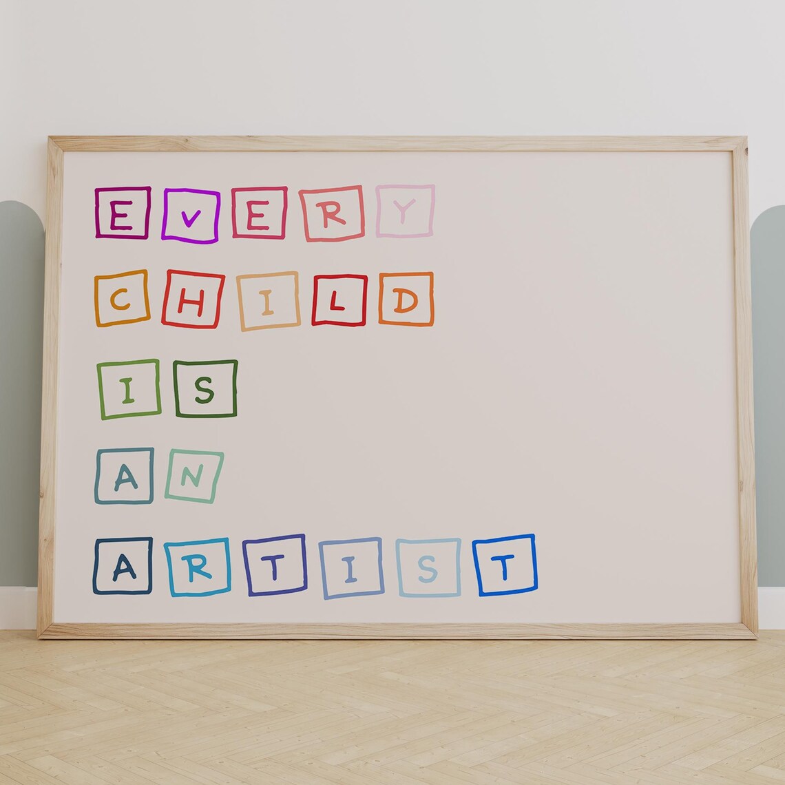 Every Child Is An Artist Colorful Block Letters Quote Wall Poster