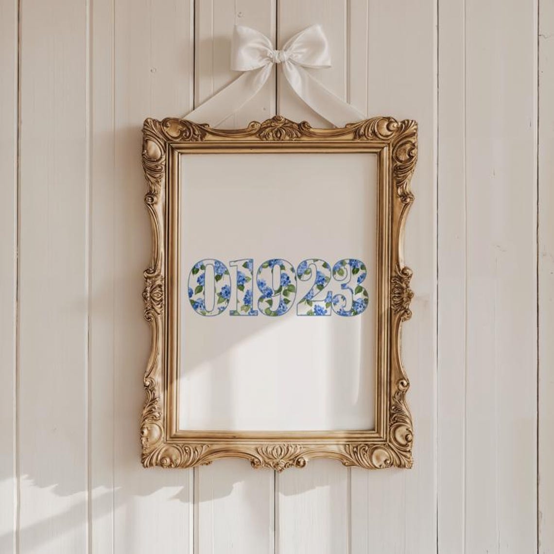 Custom Zip Code 01923 Blue Hydrangea Floral Gold Frame Poster