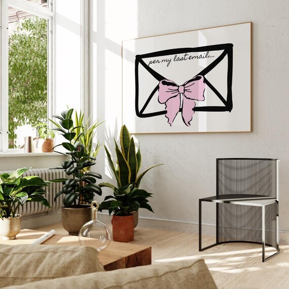 Per My Last Email Funny Coquette Pink Bow Envelope Office Print