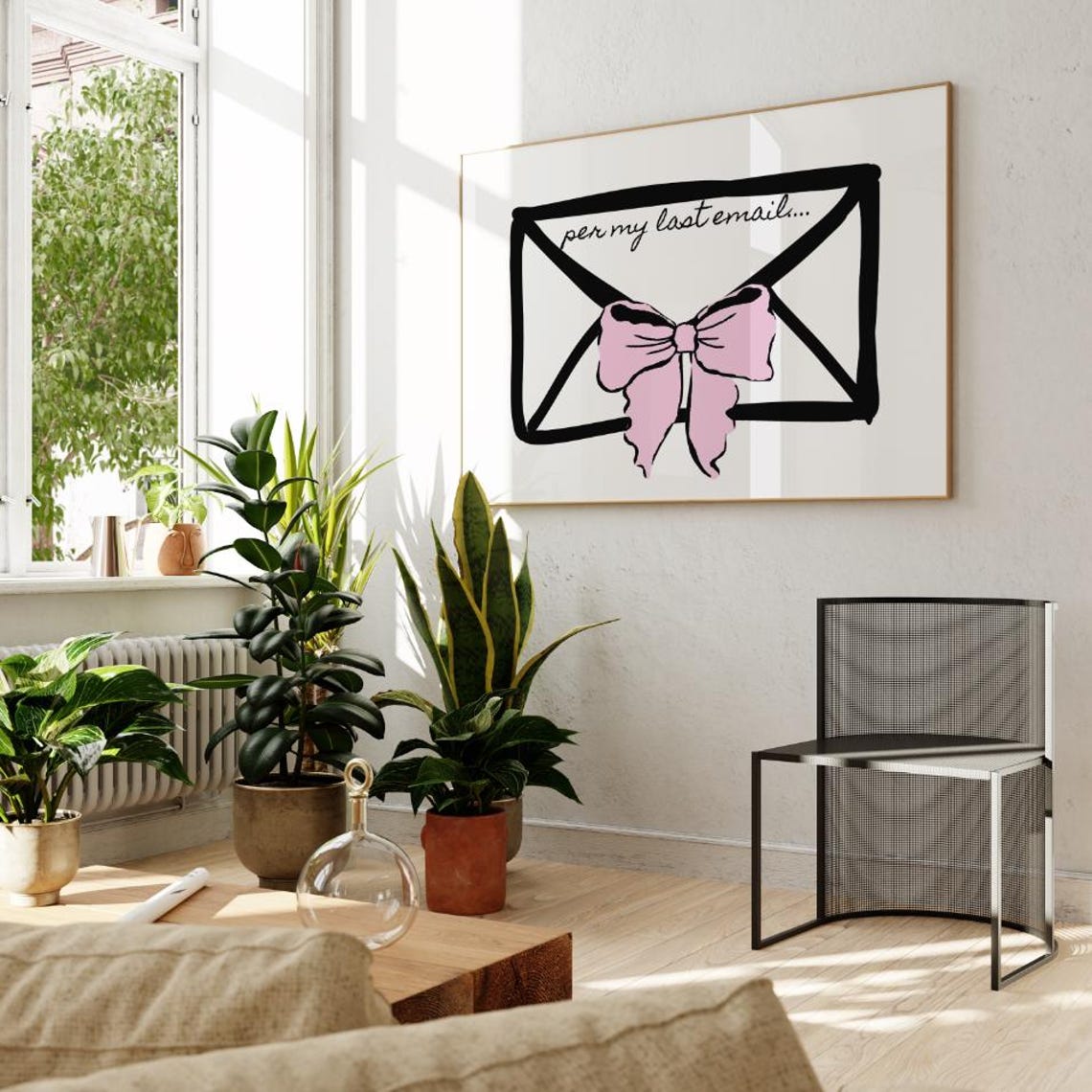Per My Last Email Funny Coquette Pink Bow Envelope Office Print