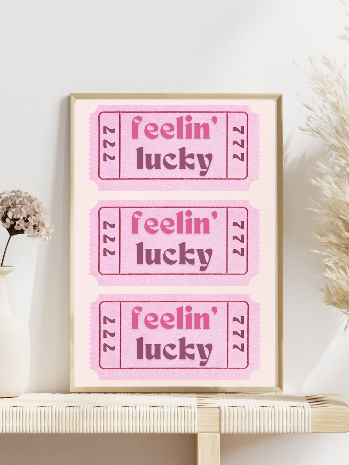 Feelin Lucky Pink 777 Ticket Stub Retro Casino Style Wall Poster - Image 2